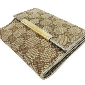 GUCCI Bifold Wallet Beige brown gold Women Authentic secondhand